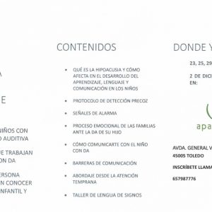 l Ayuntamiento de Toledo impulsa un taller gratuito de Hipoacusia infantil y aprendizaje de la mano de APANDAPT