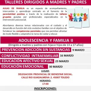 Aulas de familia. Talleres dirigidos a madres y padres: educación afectivo sexual