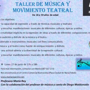 TALLER DE MÚSICA Y MOVIMIENTO TEATRAL MES DE JUNIO