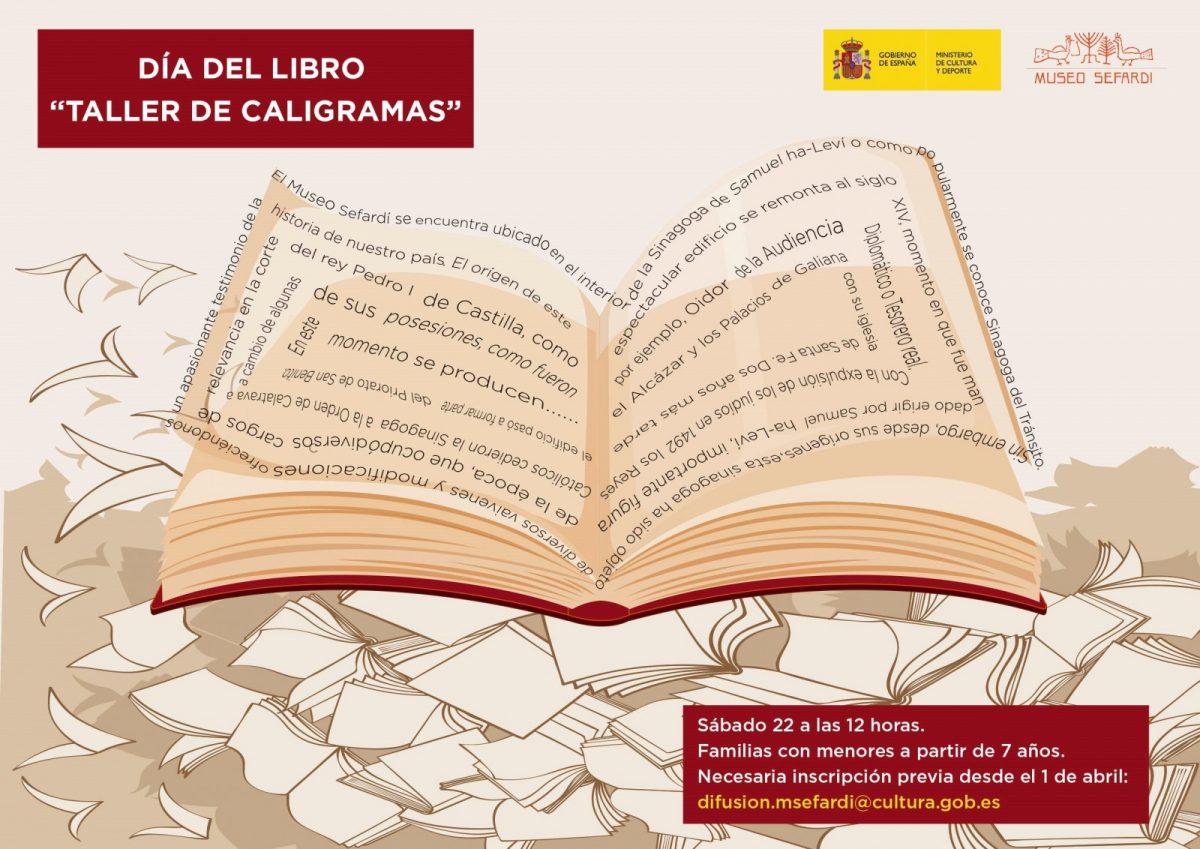 https://www.toledo.es/wp-content/uploads/2023/03/libro-1200x849.jpg. Museo Sefardí. Dia del libro. Taller familiar: “Caligramas para un día especial”