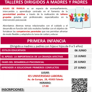 Talleres de Aulas en Familia. “El Apego. La importancia de una crianza afectiva”