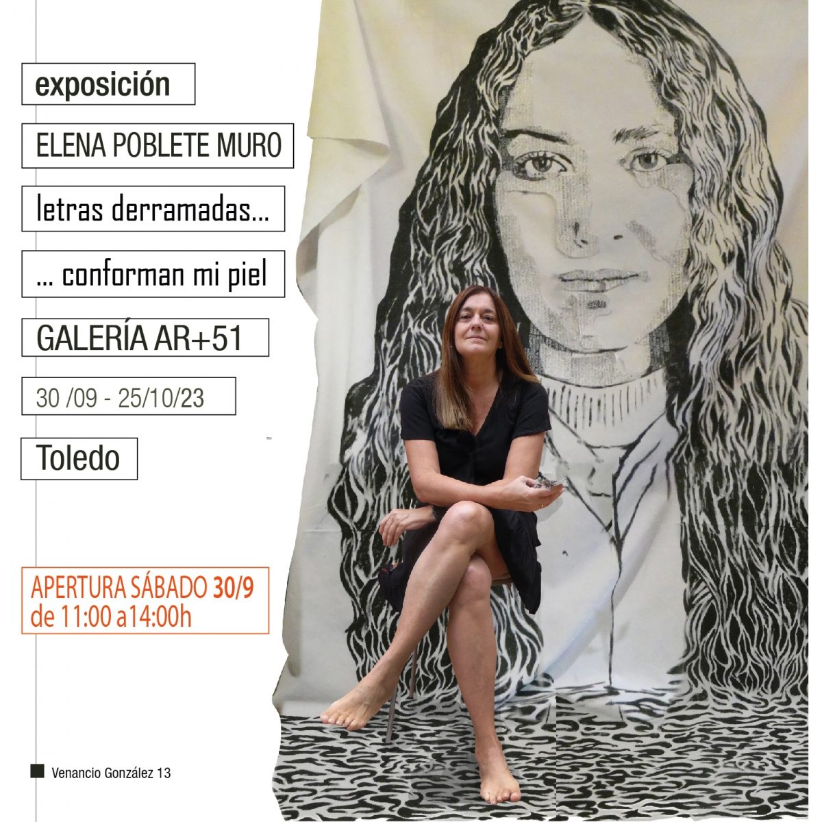 https://www.toledo.es/wp-content/uploads/2023/10/elena-1200x1200.jpg. Exposición en Armas 51 de Elena Poblete Muro “Letras derramadas… …conforman mi piel”