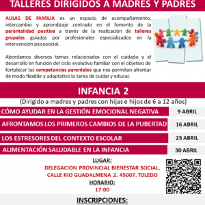 Taller Aulas de Familia. “Afrontamos los primeros cambios de la pubertad”.