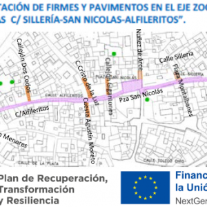 ehabilitación de firme y pavimentos en Eje Zocodover-Tendillas: C/ Silleria-San Nicolas-Alfileritos