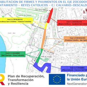 ehabilitación de firme y pavimentos en Eje Zocodover-Ayuntamiento-Reyes Católicos-C/Calvario-Descalzos