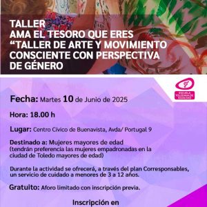 ma el tesoro que eres. Taller de arte y movimiento consciente con perspectiva de género. Escuela Toledana de Igualdad.