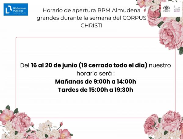 Horario de apertura de las Bibliotecas Municipales de Toledo