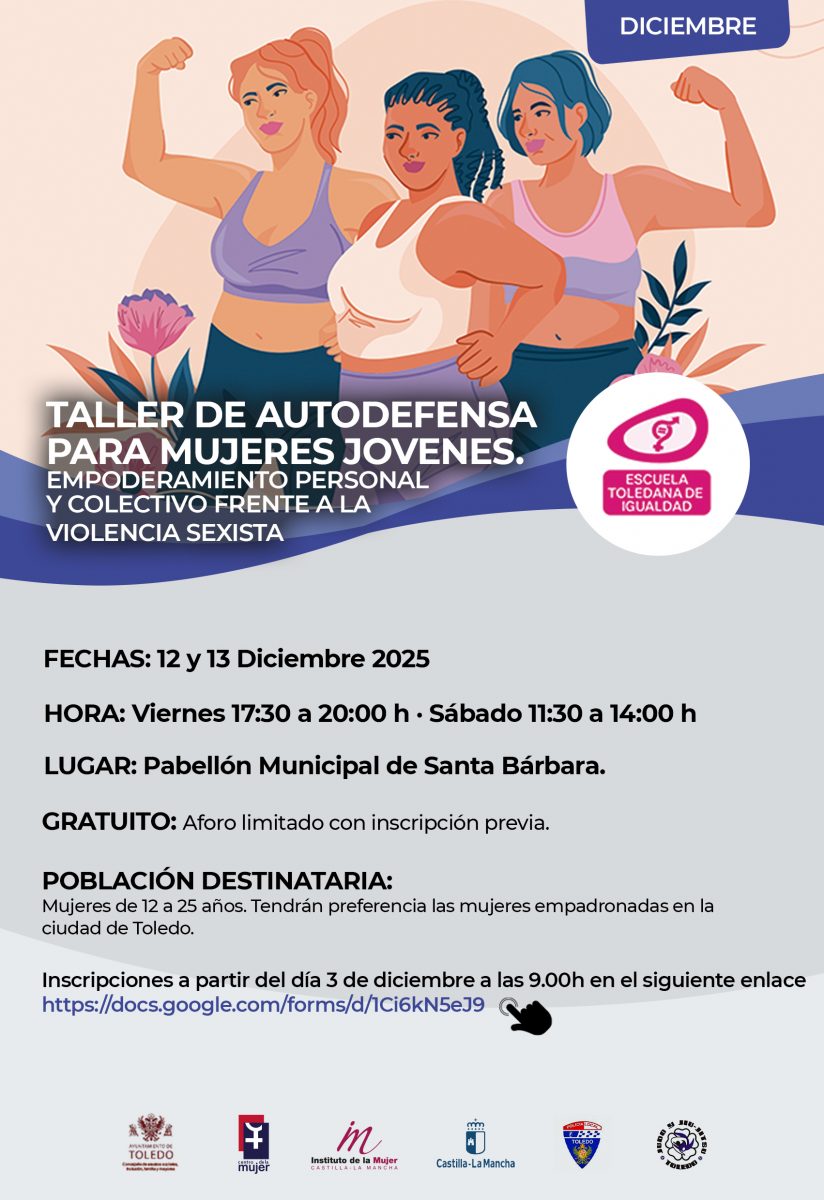 https://www.toledo.es/wp-content/uploads/2025/12/cartel-autodefensa-1-824x1200.jpg. Taller de autodefensa para mujeres jóvenes