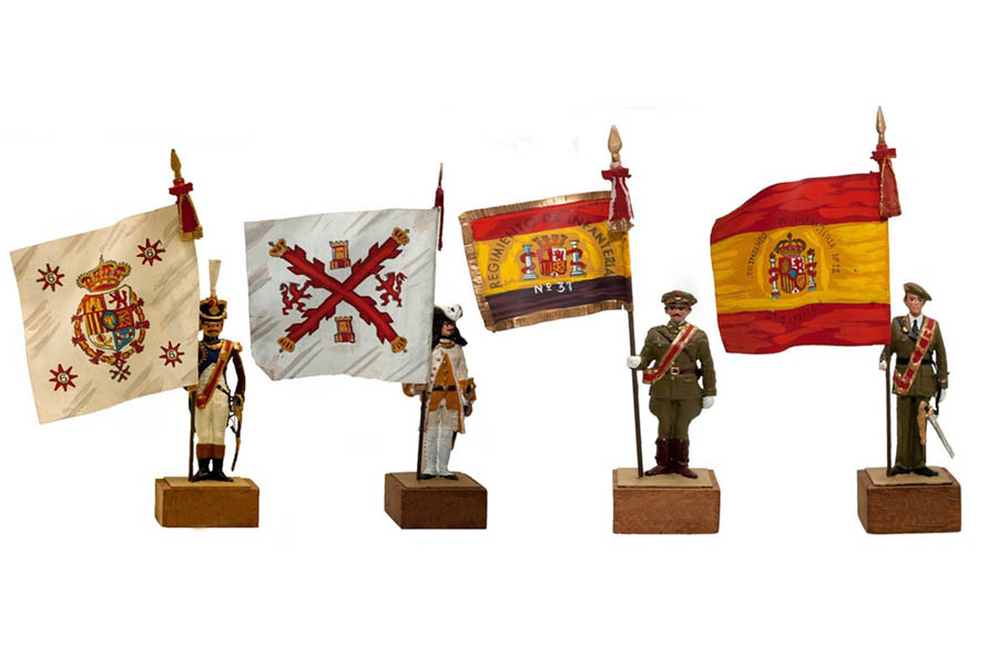https://www.toledo.es/wp-content/uploads/2026/01/banderas.jpg. La colección de banderas del Museo del Ejército. Taller de bordado con hilos metálicos.