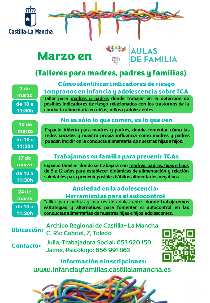https://www.toledo.es/wp-content/uploads/2026/02/aulas-toledo.png. AULAS DE FAMILIA MARZO 2026 TOLEDO. ÁREA DE DESARROLLO: «PREVENCIÓN DE LAS CONDUCTAS DE RIESGO»