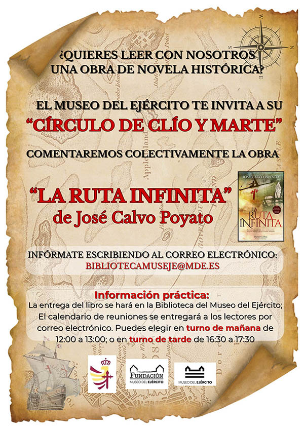 https://www.toledo.es/wp-content/uploads/2026/02/cartel_rutainfinita.jpg. Club de Lectura: Círculo de Clío y Marte, comentario colectivo de la obra «La ruta infinita».